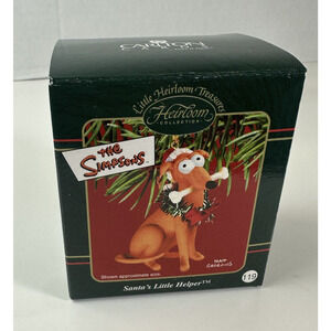 The Simpsons Carlton Cards Santa's Little Helper Dog Christmas Ornament 2003